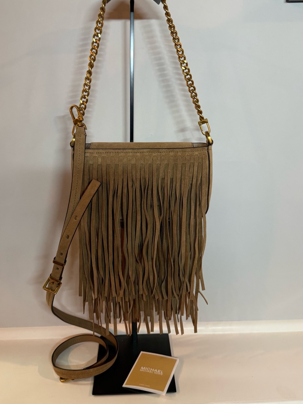 Michael Kors Bryant Small Fringed Suede Convertible Pochette